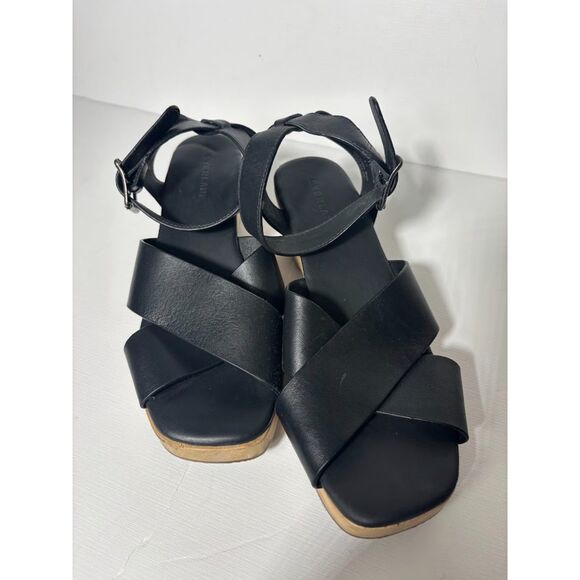 Everlane The Clog Sandal Black size 7.5 Leather Wood Minimalist Summer Heel EUC - Picture 4 of 6